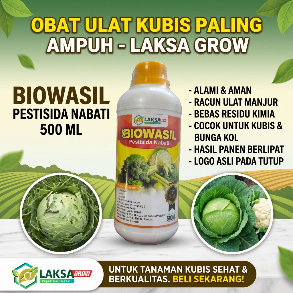 PESTISIDA NABATI BIOWASIL 500 ML OBAT ULAT UNTUK TANAMAN KUBIS OBAT ULAT KUBIS PALING MANJUR PUPUK O