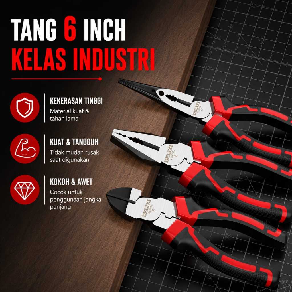 Delixi Tang Kombinasi Tang Potong Tang Lancip 6 Inch ~ LHS