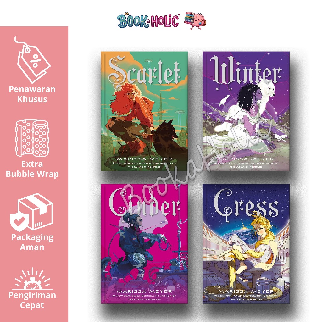 The Lunar Chronicles (4 book series) Cinder - Scarlet - Cress - Winter By Marissa Meyer  - BookaHoli