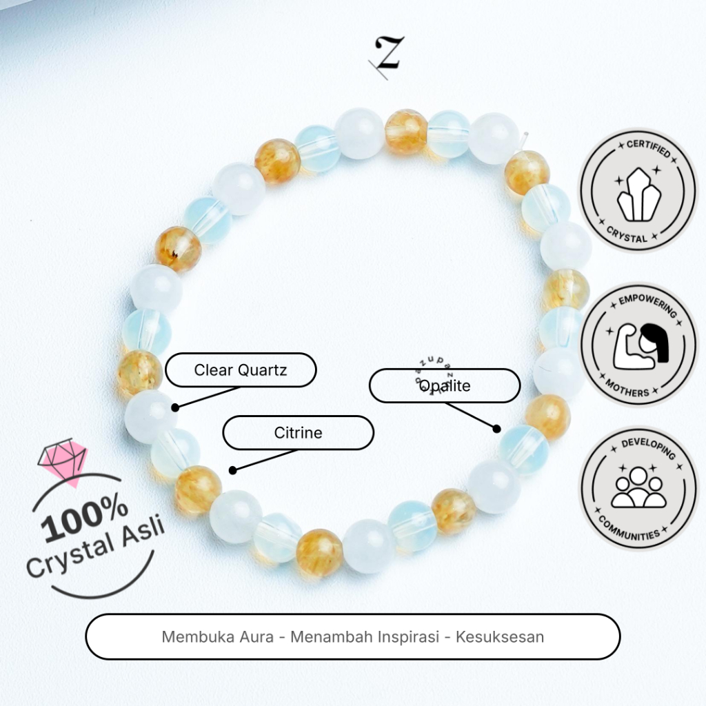 Zupazupazuu Candy Crystal Mix Bracelet - Clear+Opalite+Citrine