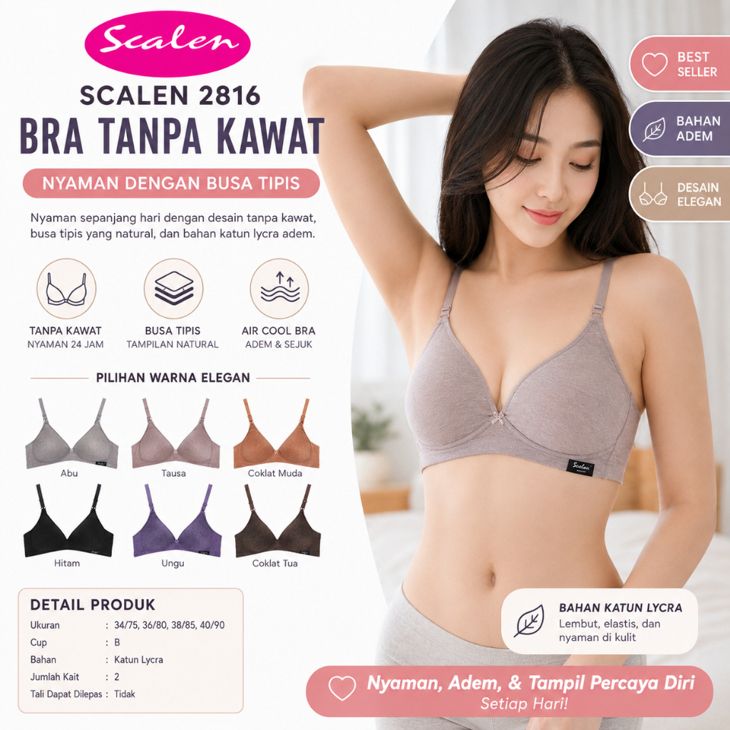 SCALEN | Size 34B - 40B | Bra Tanpa Kawat SCALEN 2816