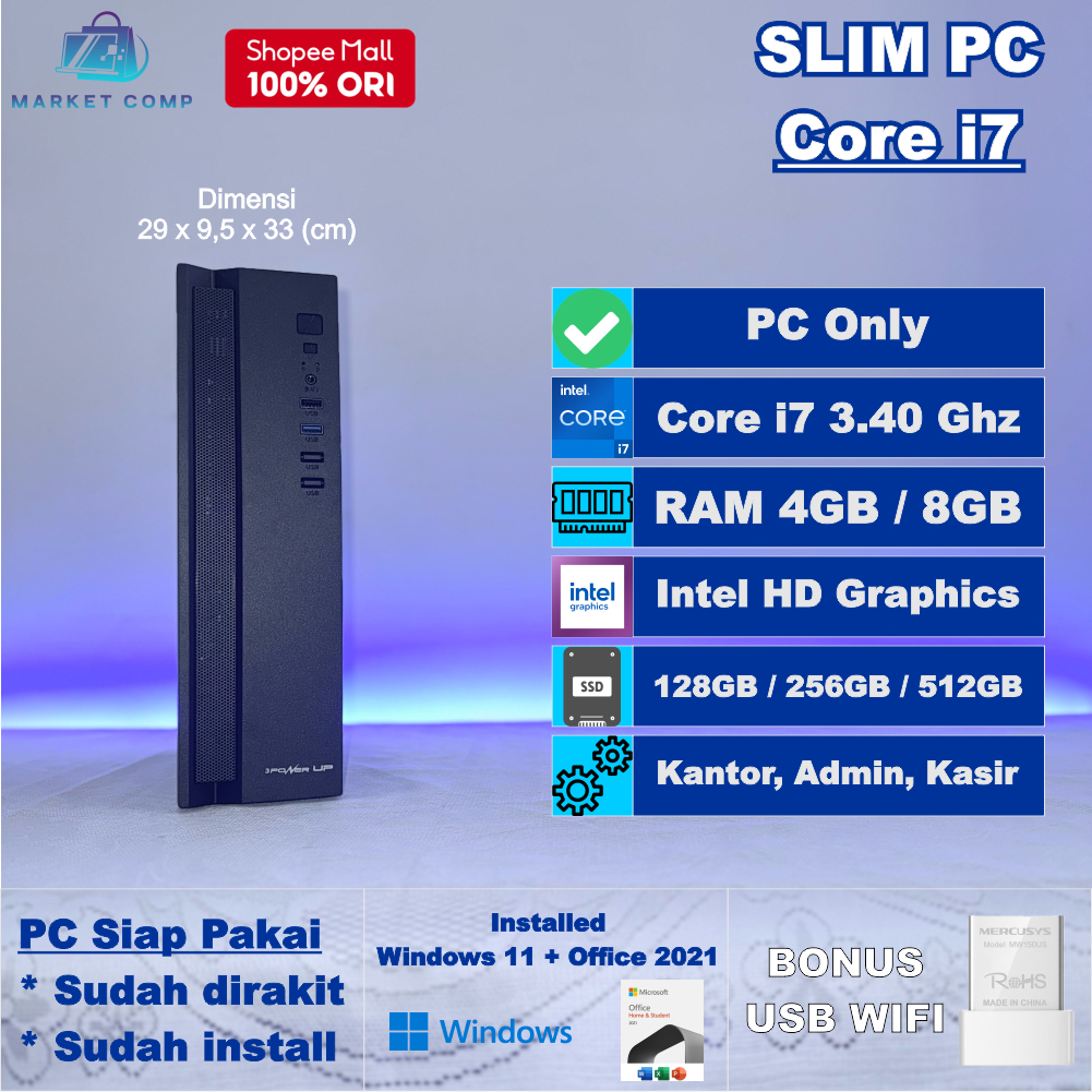 Slim PC Core i7 Kantor - CPU Komputer Rakitan