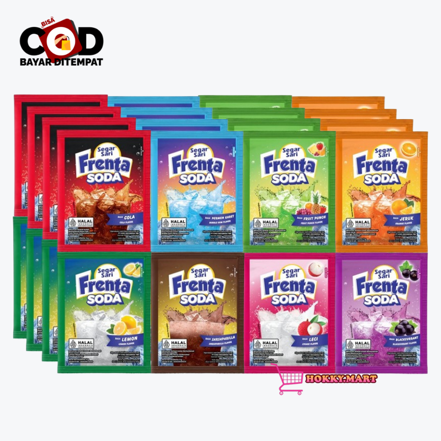 [ HOKKY ] Segar Sari Frenta Soda Renceng 10 pcs x 6gr Minuman Serbuk Instan Rasa Strawberry Cola Lem
