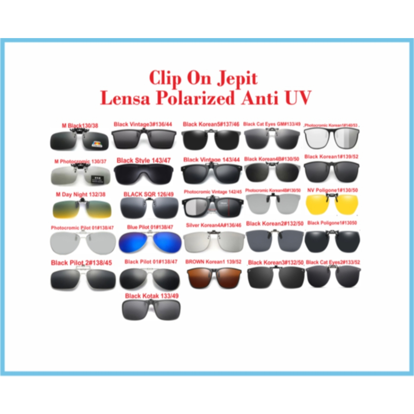 Kacamata Clip On/Klip on Flip Up Polarized Lenses