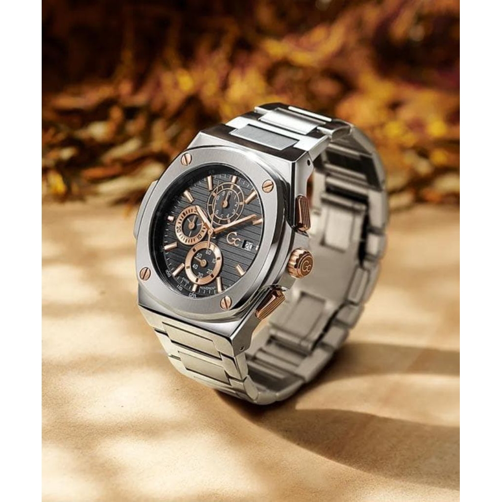 Guess Collection Gc Y99001G2MF Jam Tangan Pria Original Swiss Movement Chronograph Rantai Silver Dia