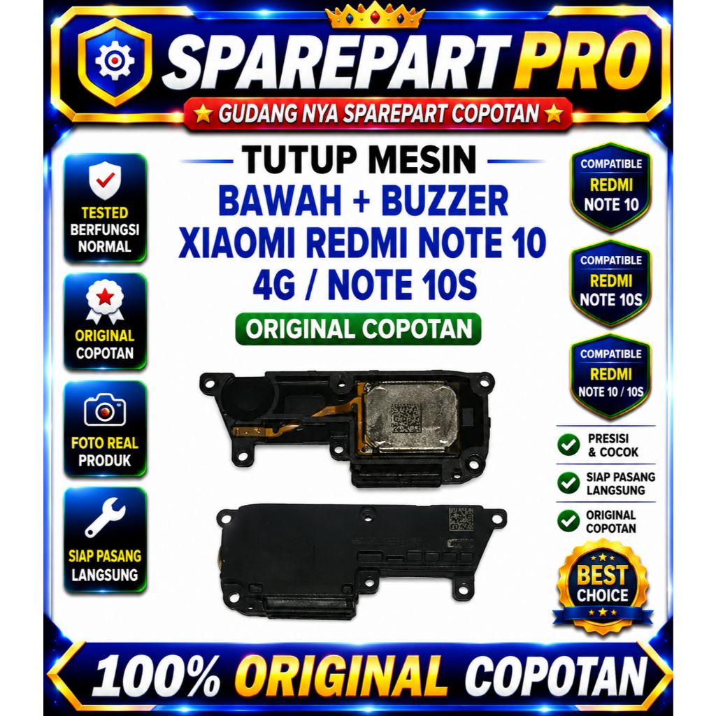 Tutup Mesin Bawah Buzzer Redmi Note 10 4G Note 10S Original Copotan Loudspeaker Speaker Ringer Bawah