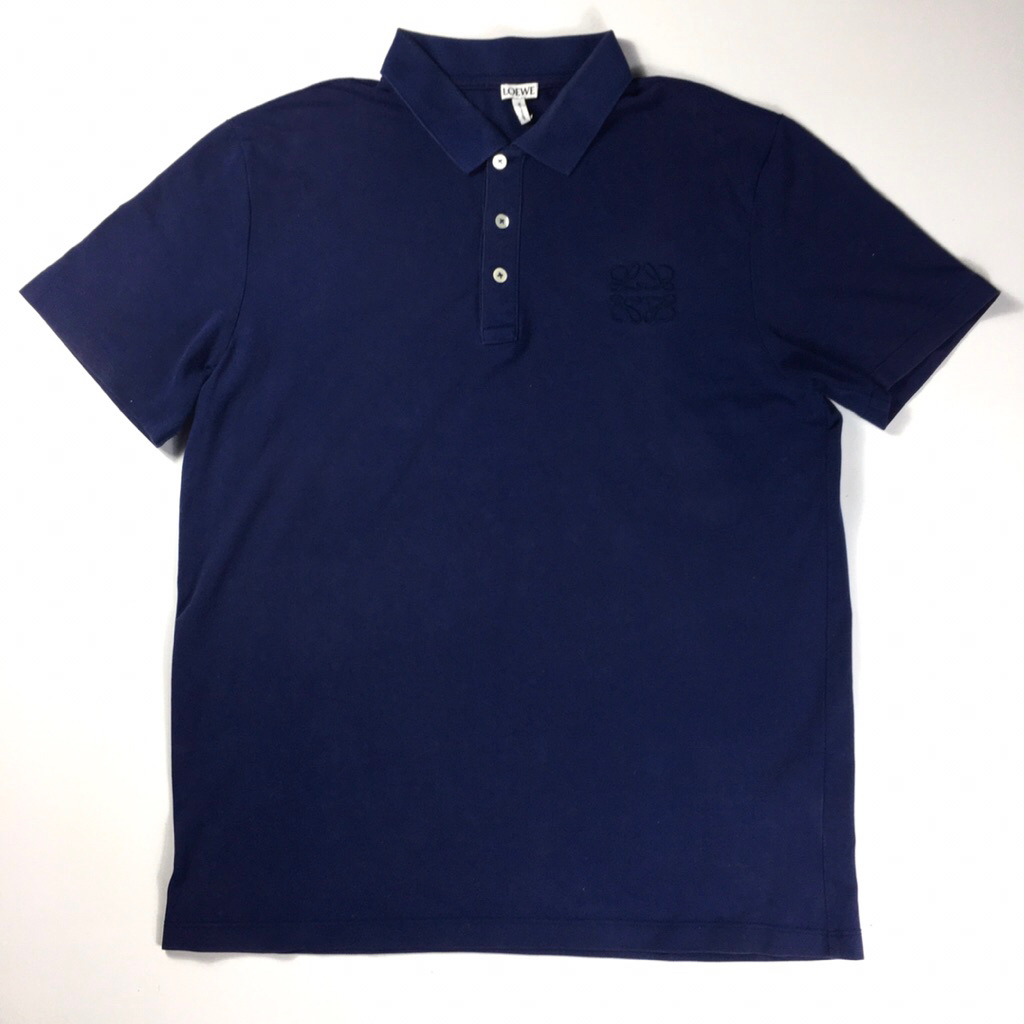 Kaos kerah lengan pendek loewe navy