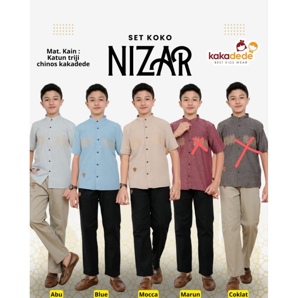 set koko nizar | set koko anak | setelan koko anak 10-14 Tahun