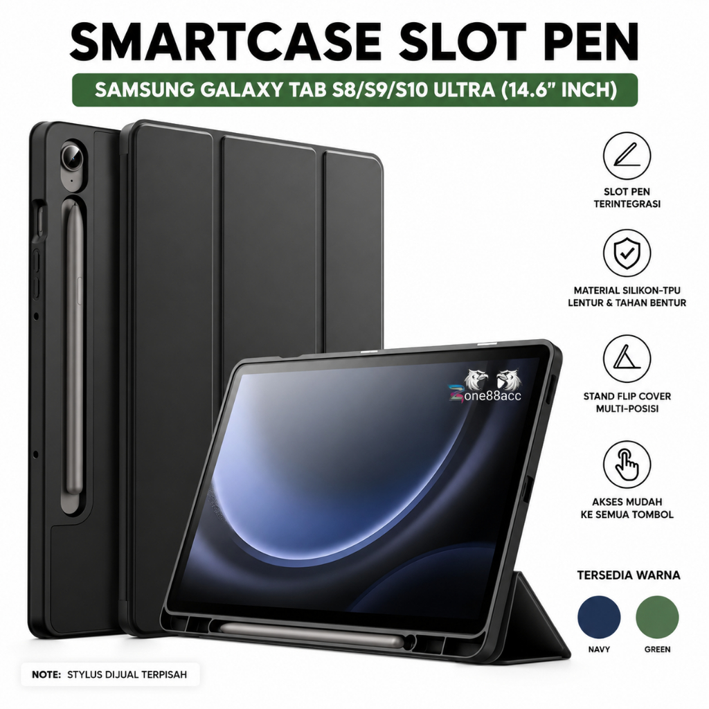 Smartcase Slot Pen Samsung Tab S8 ultra/S9 ultra/S10 Ultra 14.6"inch  case samsung tab s8 ultra / ca