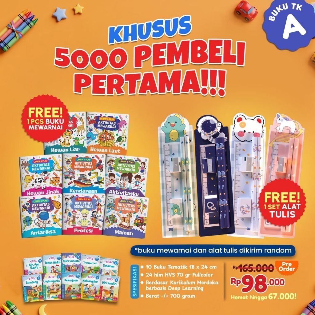 PRE ORDER Buku Aktivitas Anak Islam TK A Semester 1 dan 2. ZYD