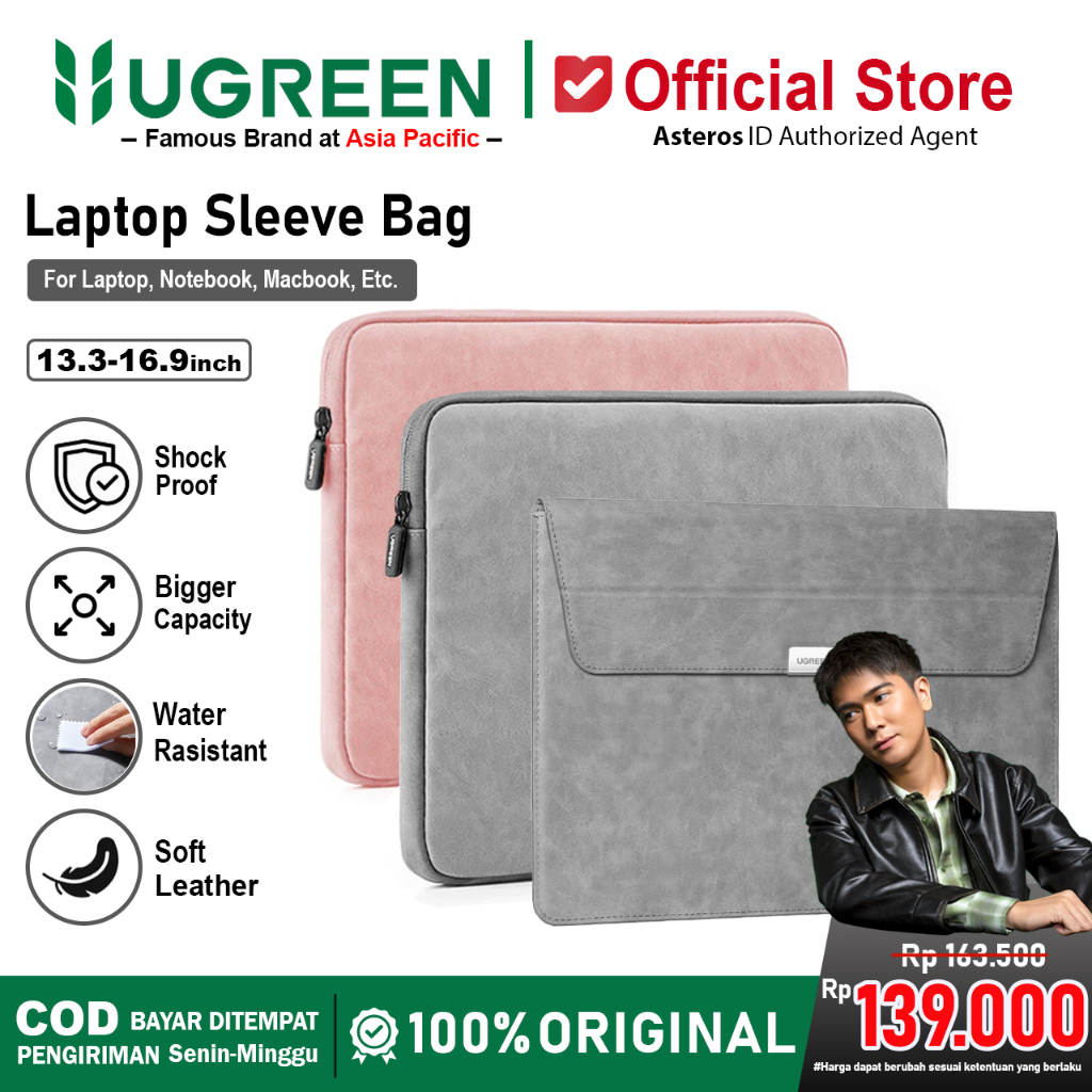 UGREEN Tas Pouch Sleeve Case Laptop Macbook Leather 13-16 inch