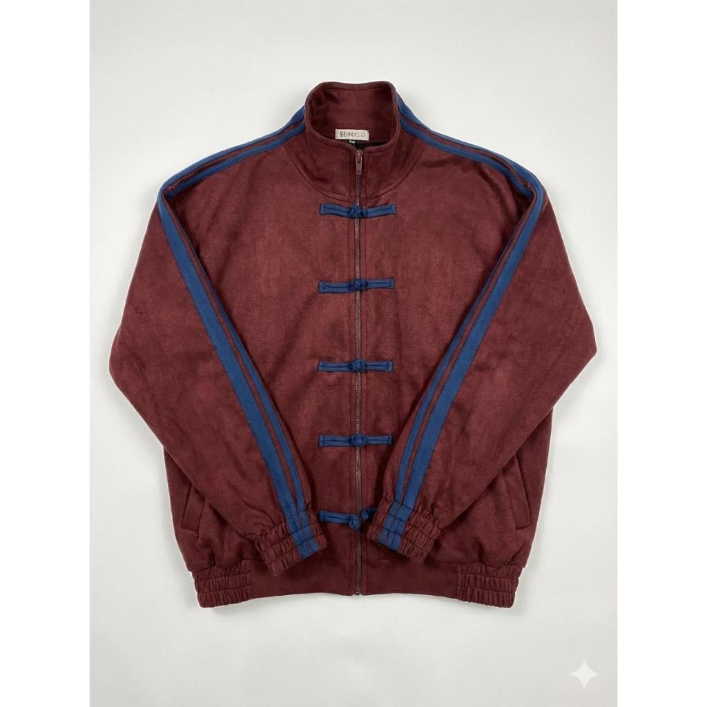 STUCCO XING Cheongsam Track Jacket Oversize | Premium Suede| Pria / wanita | Maroon navy
