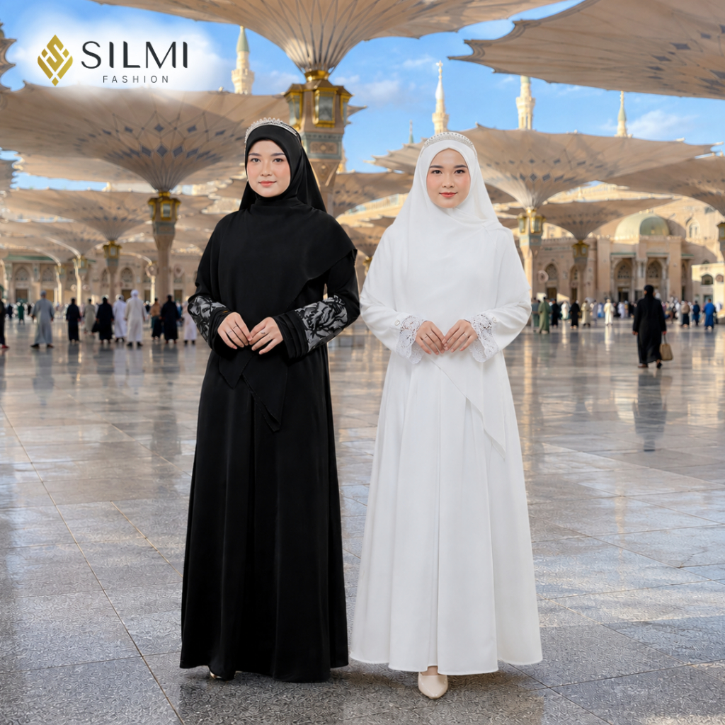 [SILMI] Abaya Anti UV Premium - Gamis Abaya Putih - Gamis Umroh Haji - Abaya Gamis Polos