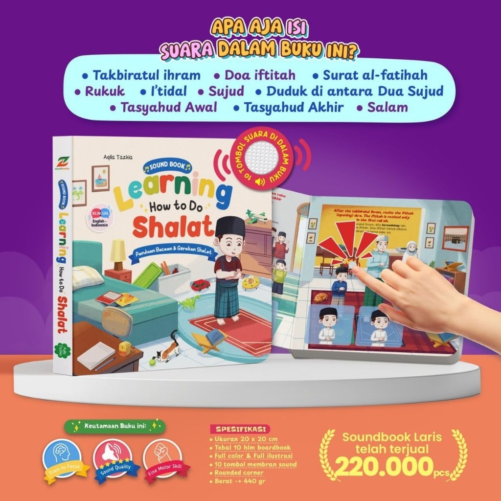 Sound Book Learning How To Do Shalat Belajar Shalat Anak Bahasa Indonesia & Inggris Boardbook