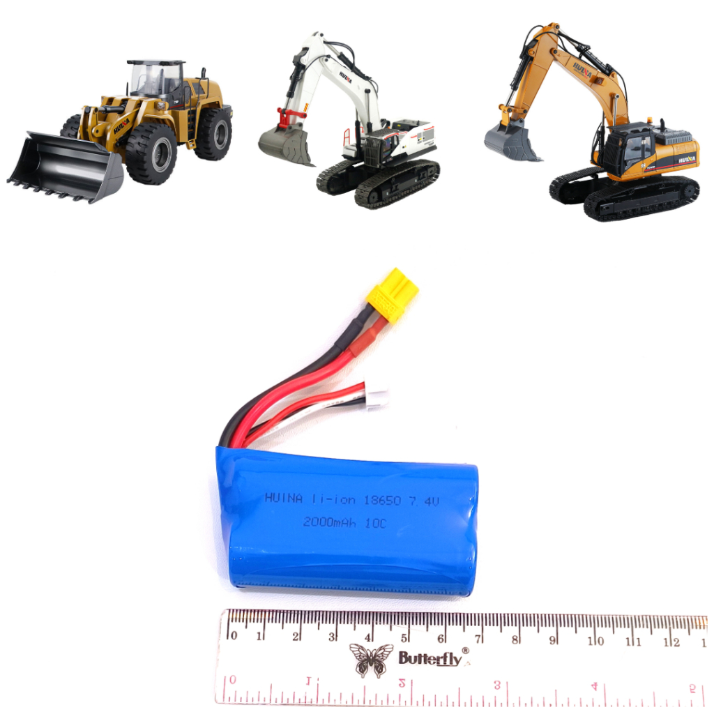 baterai rc li-ion 18650 7.4V 2000mAH 10C XT30 untuk rc excavator HUINA 1580 1594 1583 baterai rc lio