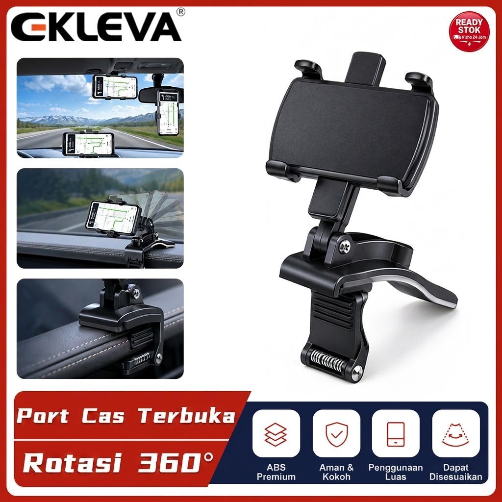 EKLEVA Holder HP Mobil Dashboard Universal Rotasi 360° Dudukan Handphone