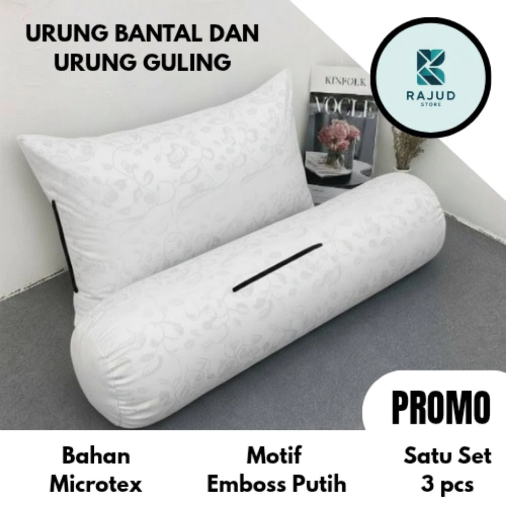 COD Satu Set Urung Bantal Dan Guling Dengan Bahan Polimikro Embos Premium