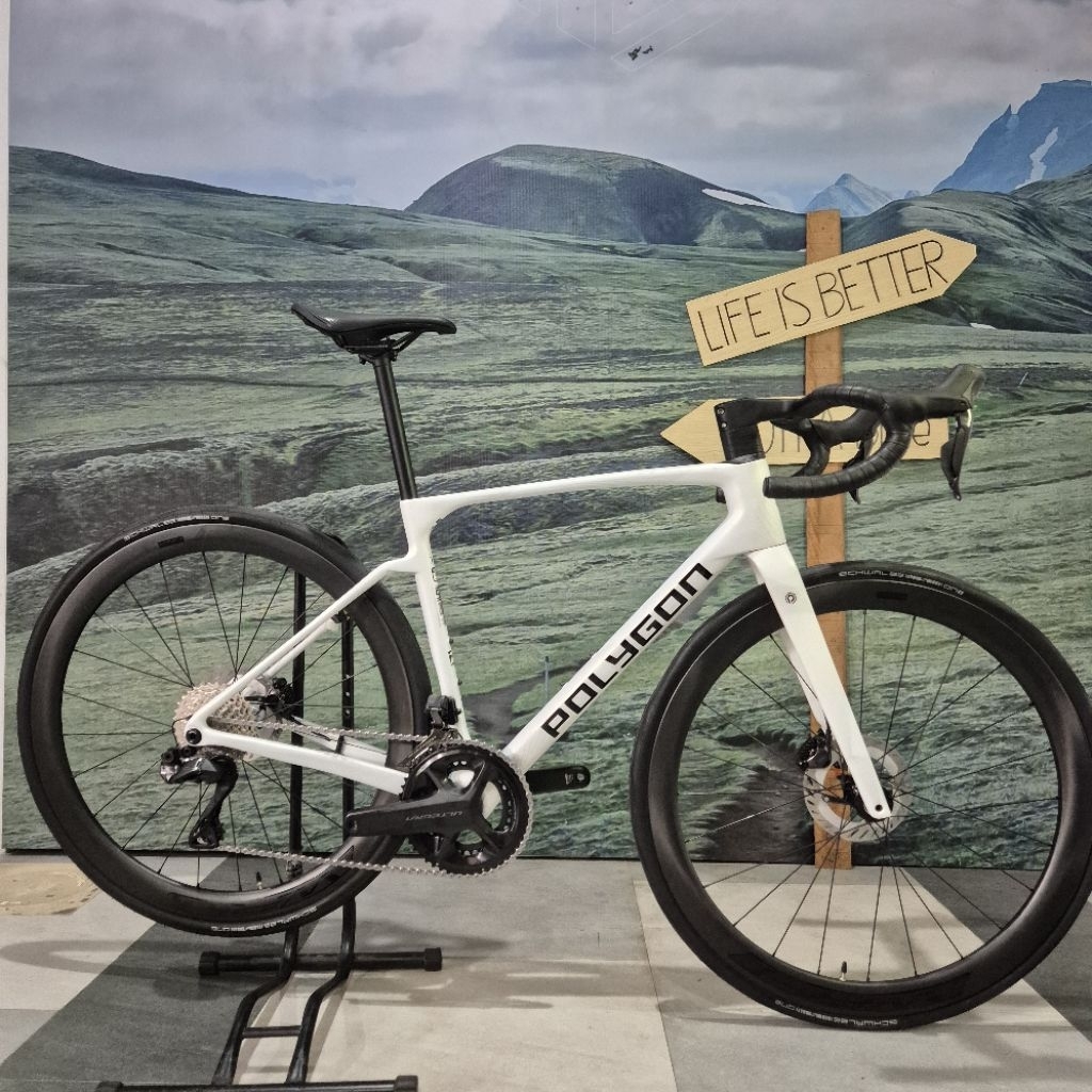 roadbike polygon strattos C8 700x28C size S shimano ultegra di2 2x12 speed GARANSI RESMI
