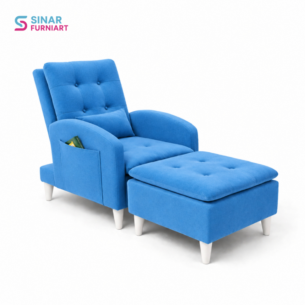 Sofa Bed Single Sofa Recliner Minimalis – Kursi Lipat Beludru Estetik & Nyaman