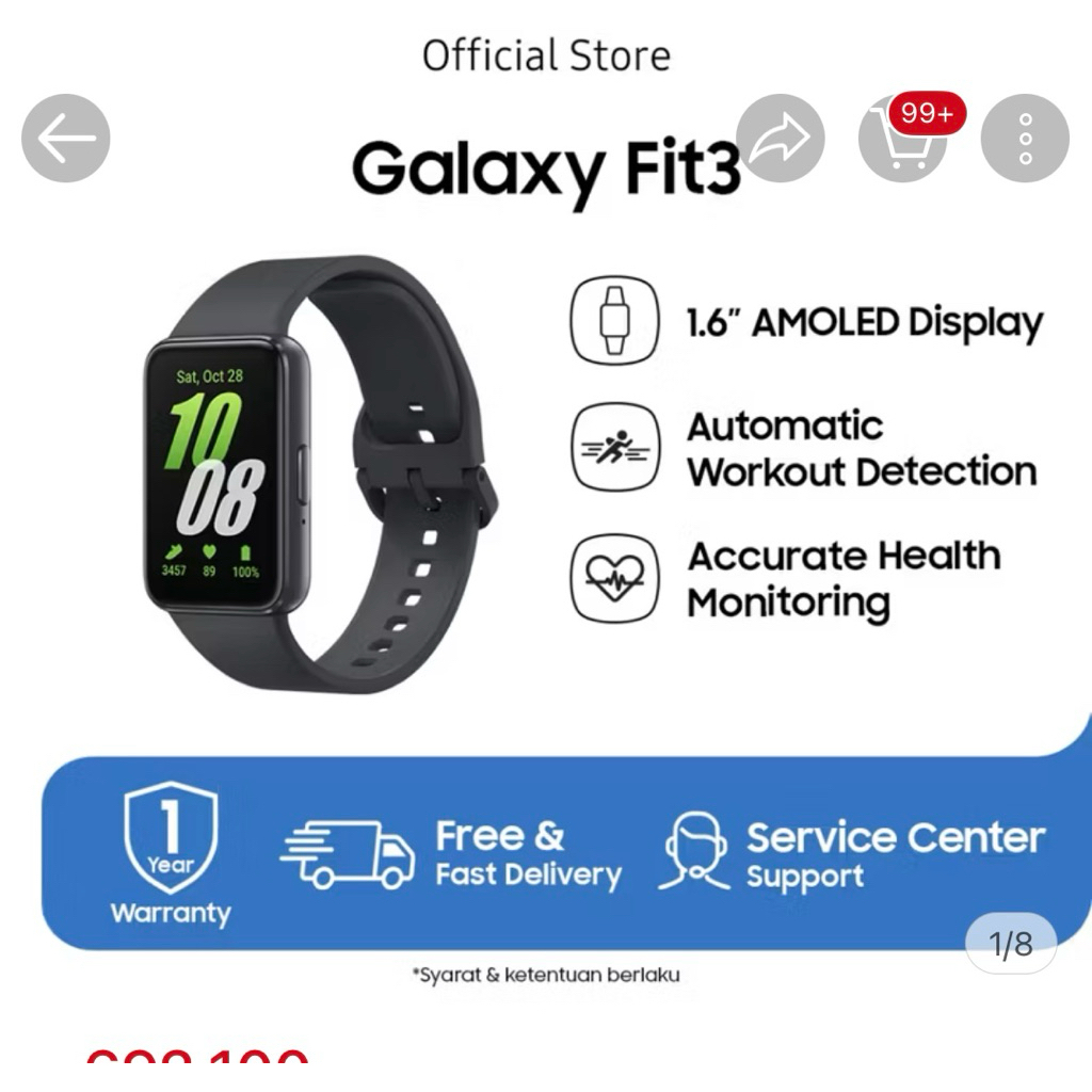 Samsung Galaxy Fit 3 Smartband - Tahan Air, Tahan Lama, Desain Elegan