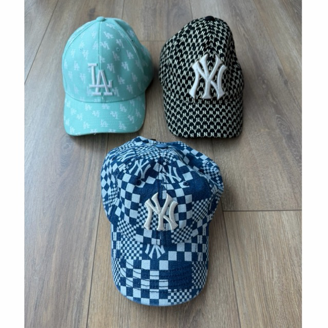 MLB MONOGRAM Classic Ball Cap LA DODGERS, MLB Checker Board Denim Ball Cap NEW YORK YANKEES NEW
