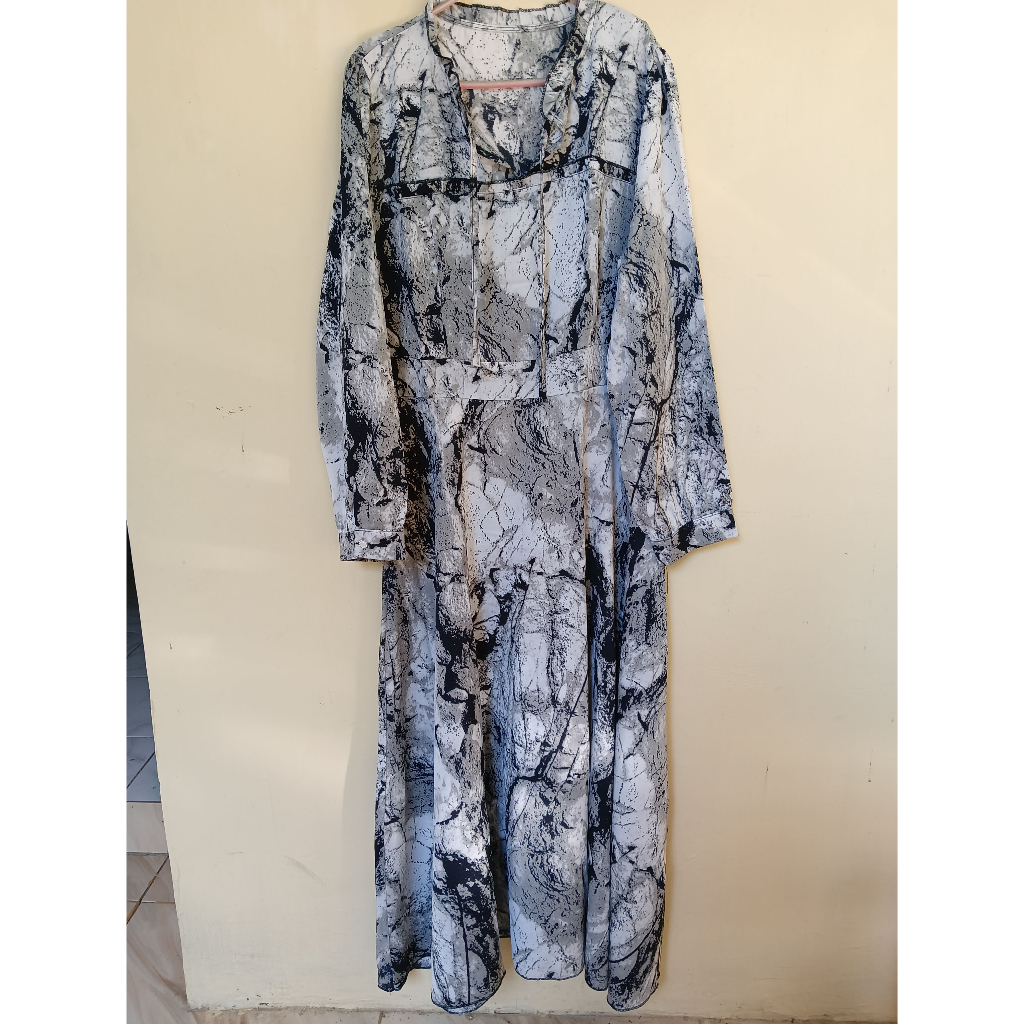 Dress daster wanita jubah gamis wanita muslimah lengan panjang motif - bekas