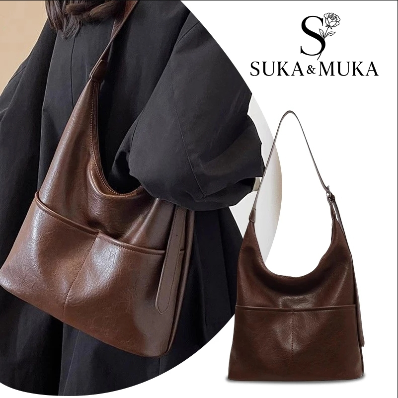 {40*30cm}Tas Bahu Sling Bag Wanita Soft Tas Selempang Wanita Tas Bahu Shoulder Bag Besar Kulit PU Ho