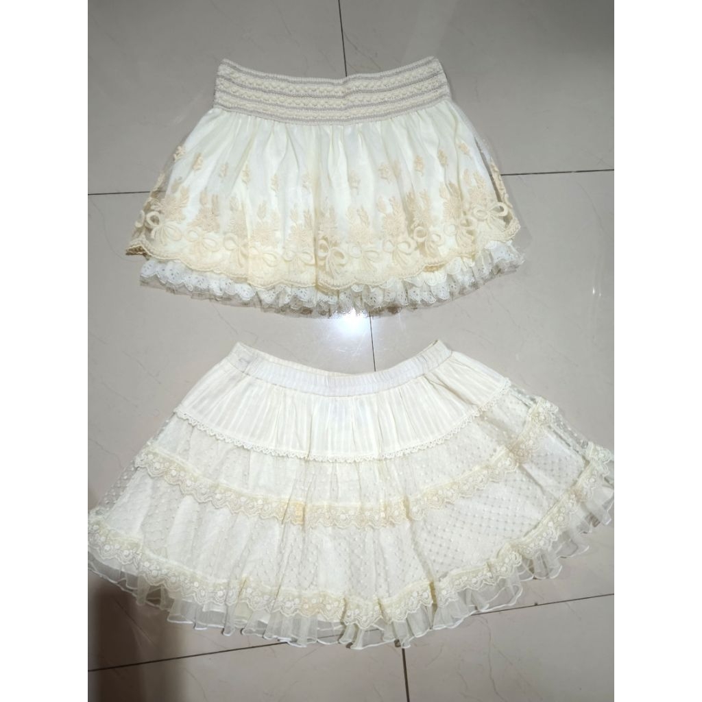 Rok Tutu lace mini putih white skirt superr premium made in india 100% cotton high quality preloved 