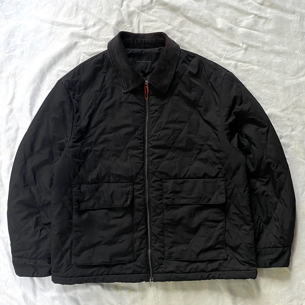 Spao Men's Quilt Corduroy Collar Jacket scnd prlvd original Jacket Black