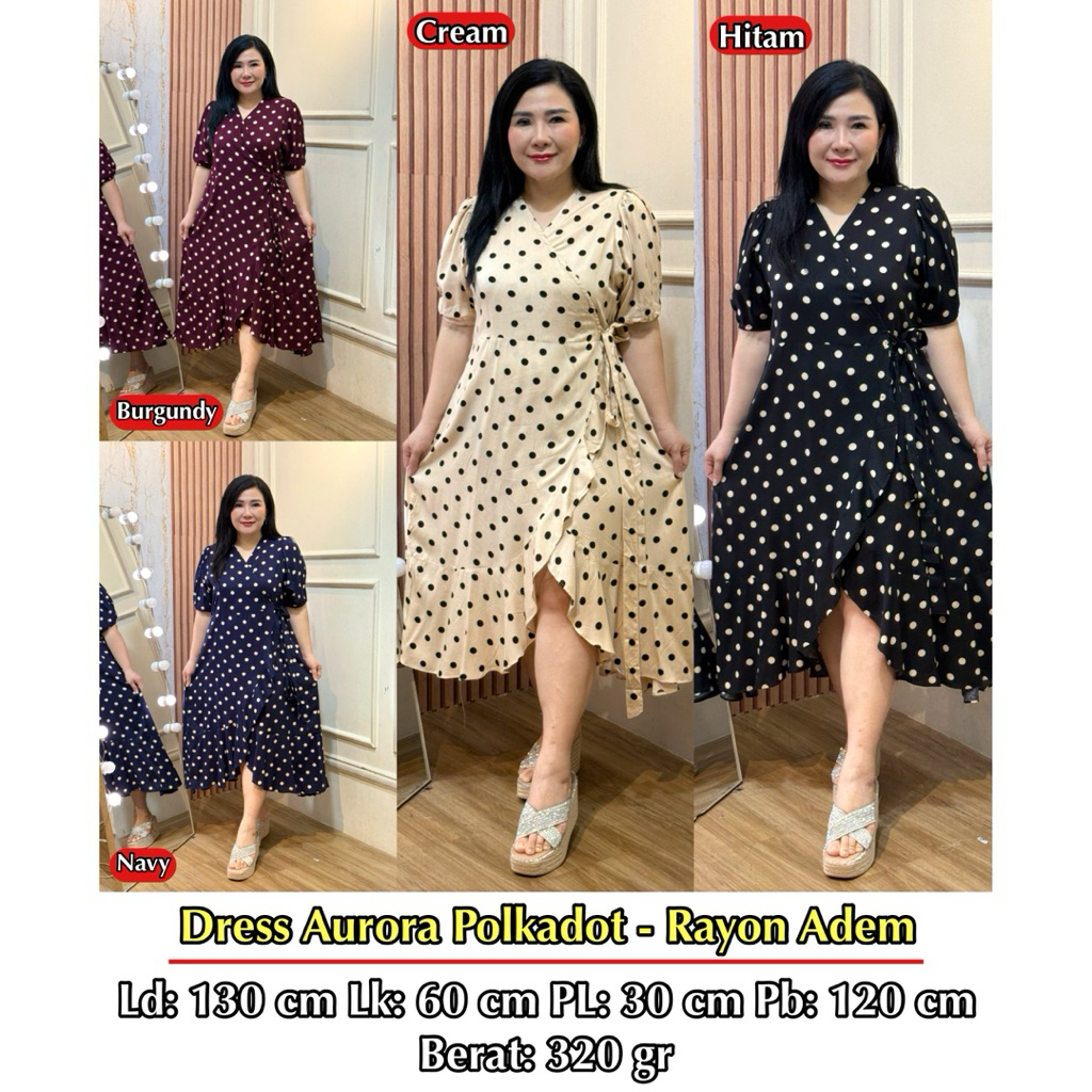 AURORA) WANITA JUMBO Dress Wanita Jumbo Bigsize Motif Kekinian dengan Potongan Longgar WANITA JUMBO 