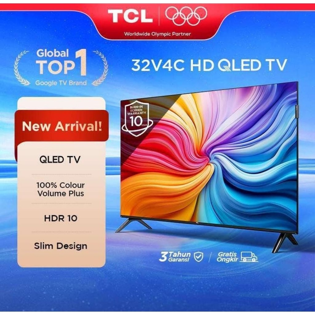 TV TCL 32 HD QLED V4C HDR 10 PRO GOOGLE TV TV GRATIS ONGKIR SAMPAI CILACAP KOTA