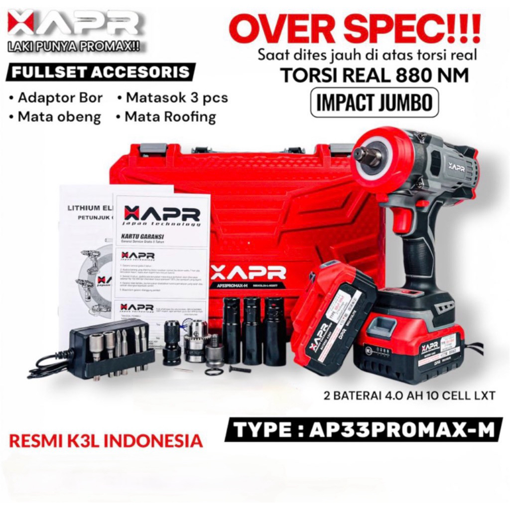 IMPACT WRENCH APR AP33pro max 2 baterai