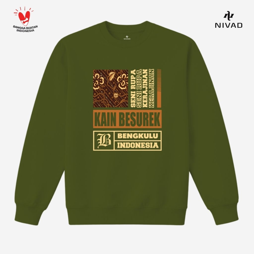 Nivad Sweater Crewneck Kesenian Tradisional Bengkulu Kain Besurek