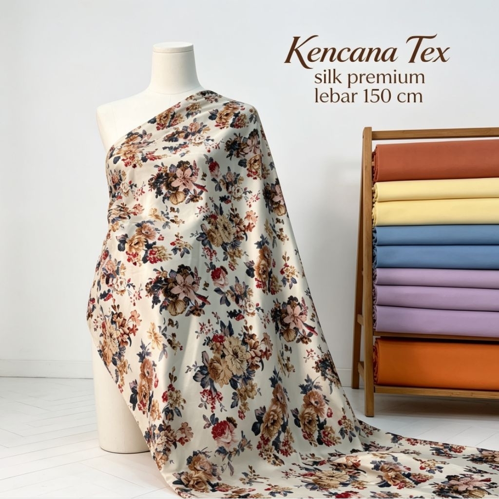 kain satin motif bunga - kain satin maxmara - kain maxmara silk premium - kain maxmara motif bunga -