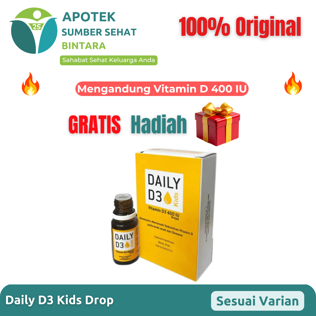 Daily D3 Kids Drop 400 IU | Vitamin D3 untuk Anak