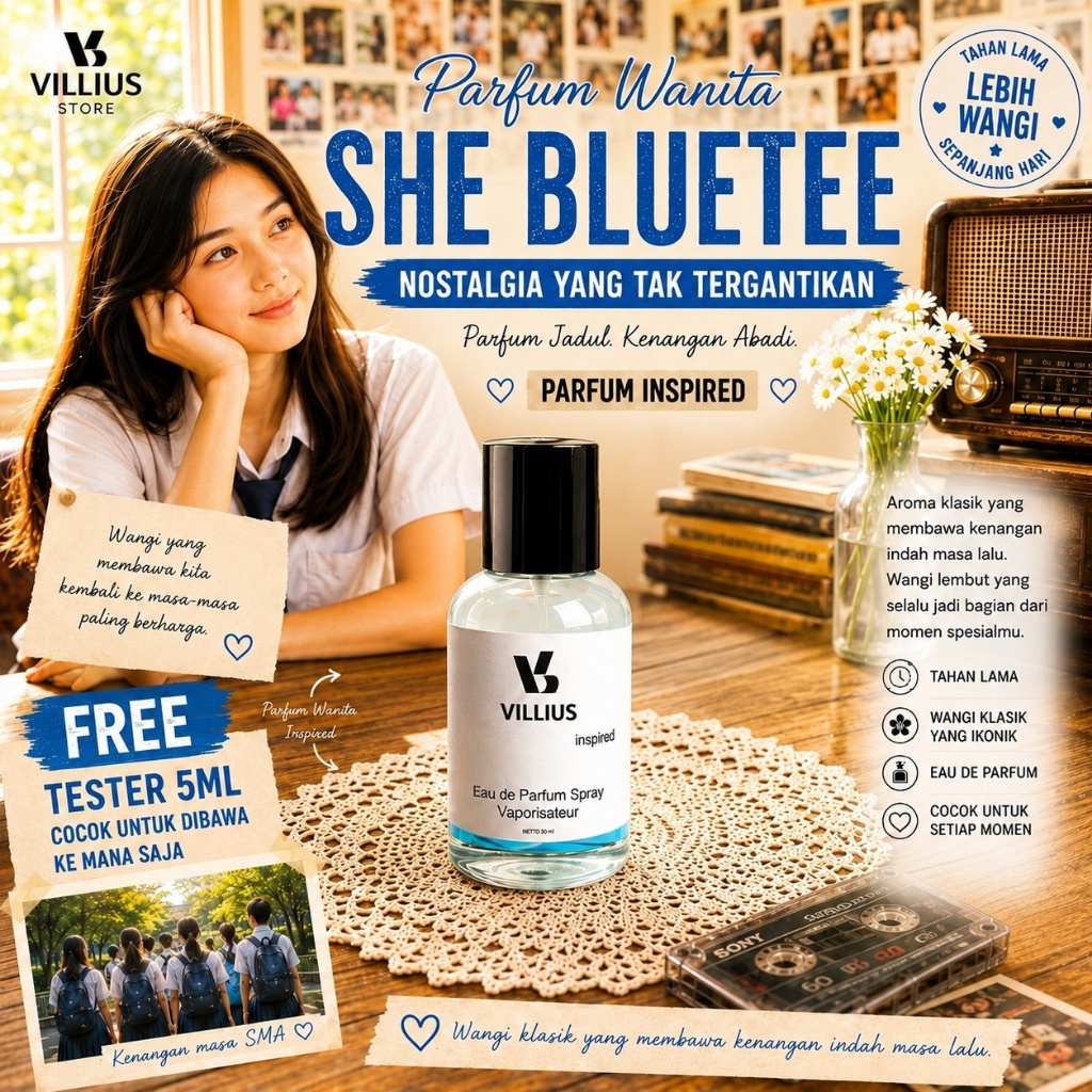 Parfum Jadul She Bluette Aroma Tahun 90an Parfume Wanita Wangi Tahan Lama Edt Edp Extrait 35ml 55ml 