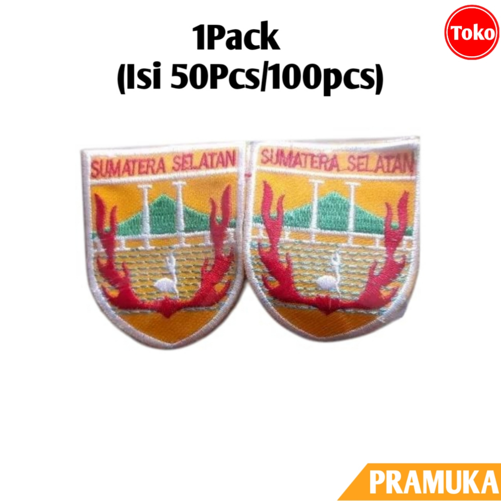 1Pack(Isi 100pcs) Bed Kwarda Sumatera Selatan Bordir / Badge Kwarda Pramuka Provinsi Sumatera Selata