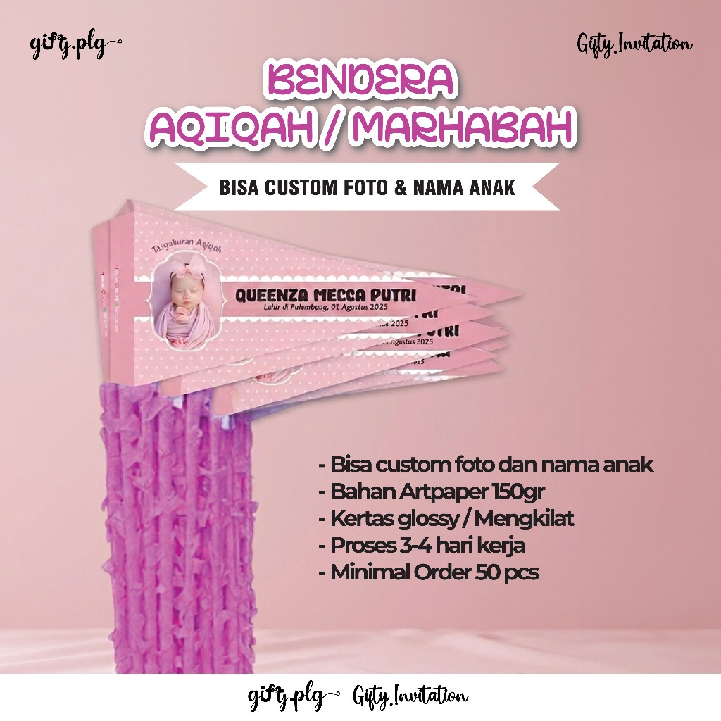 Bendera Aqiqah / Marhabah Custom Palembang