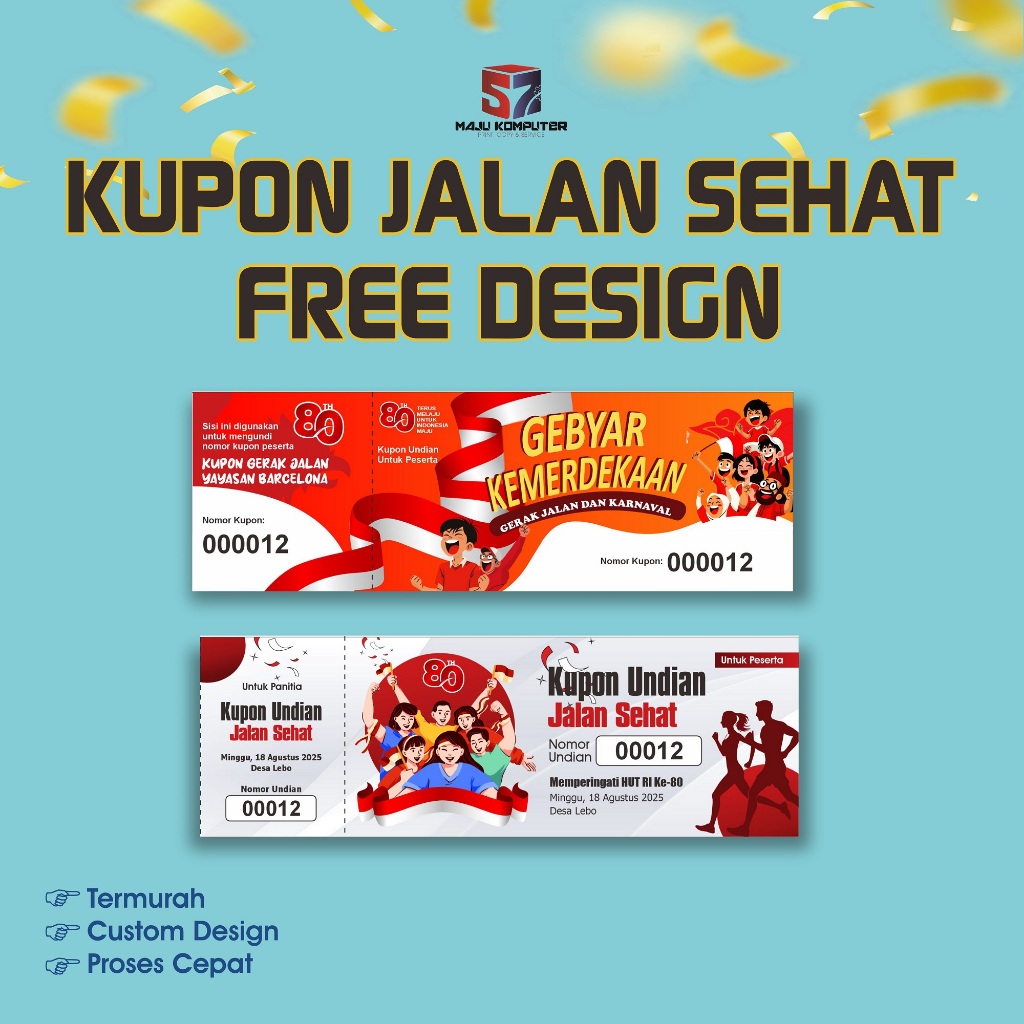 CETAK KUPON JALAN SEHAT 17 AGUSTUS 1500 LEMBAR FREE DESIGN