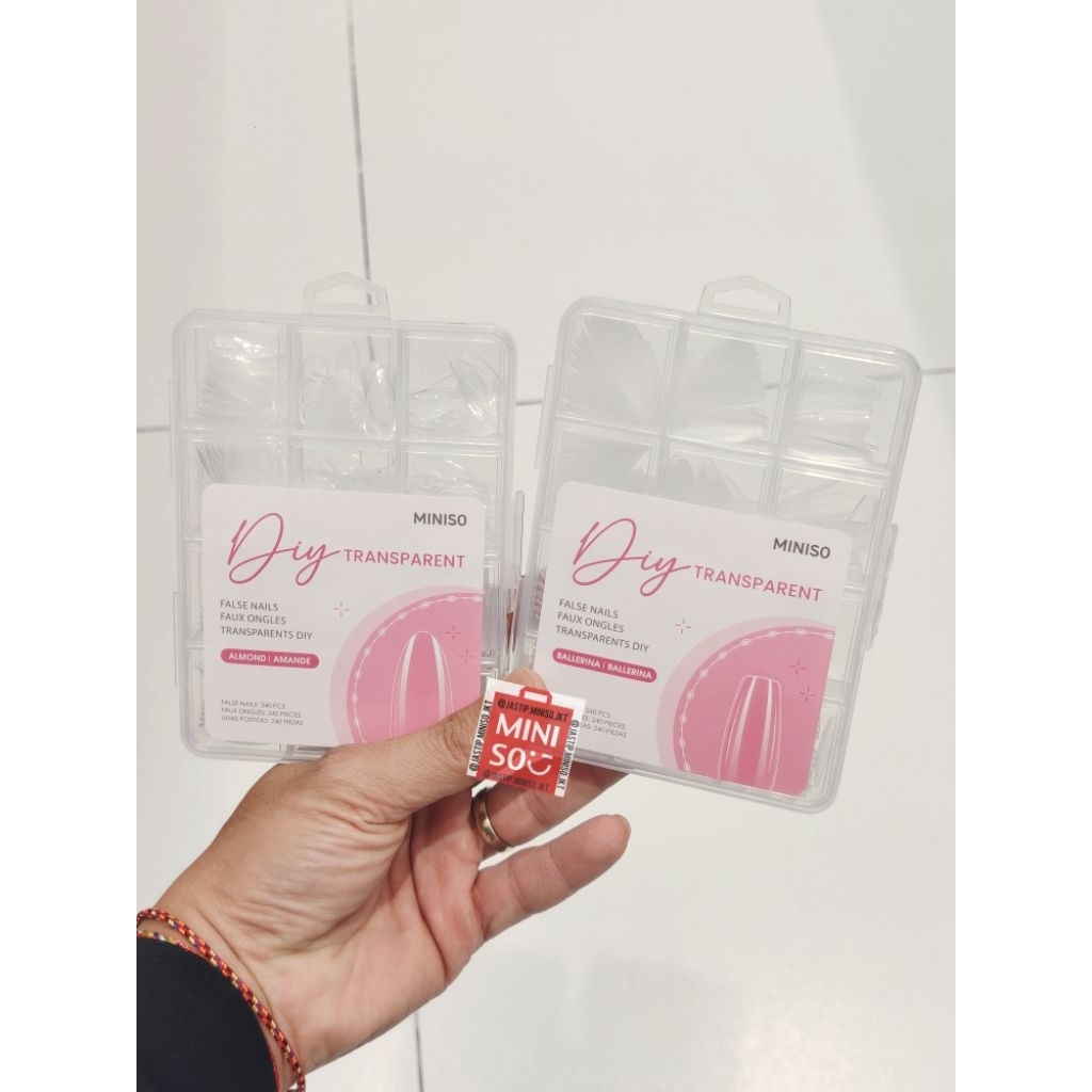 MINISO DIY Kuku Palsu / False Nails Transaparent (isi 240pcs) BALLERINA / ALMOND
