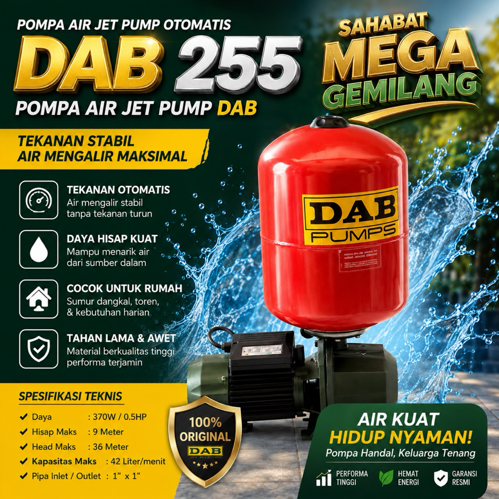Pompa Air Jet Pump Otomatis DAB 255 Pompa Air Jet Pump DAB
