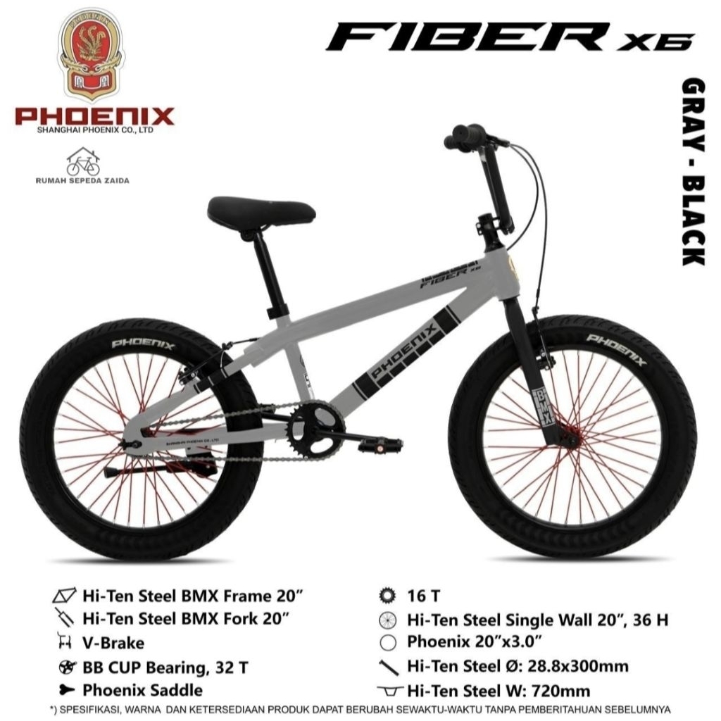 Sepeda BMX 20 inch Phoenix Fiber X6 edisi terbaru 2026/Sepeda bmx anak ukuran 20" usia 7 tahun keata