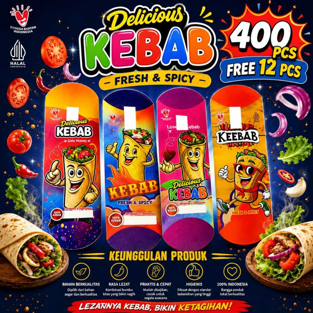 bungkus kebab 400 pcs free 12 pcs, ukuran 24x9cm,Bungkus kebab murah, Bungkus kebab diskon Bungkus k