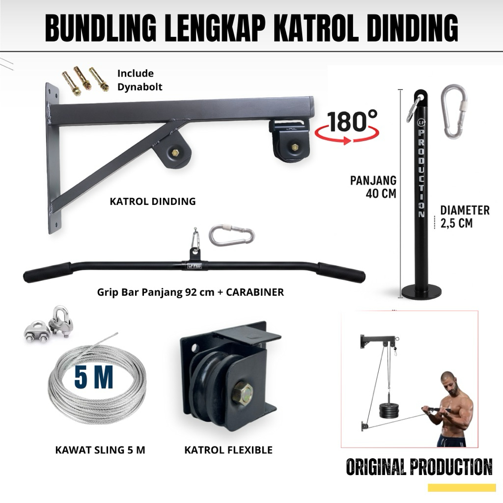 LP PRO Alat Fitness Home Gym Lat Pulldown Cable Pulley System Set Lengkap Alat Olahraga Rumah Dindin