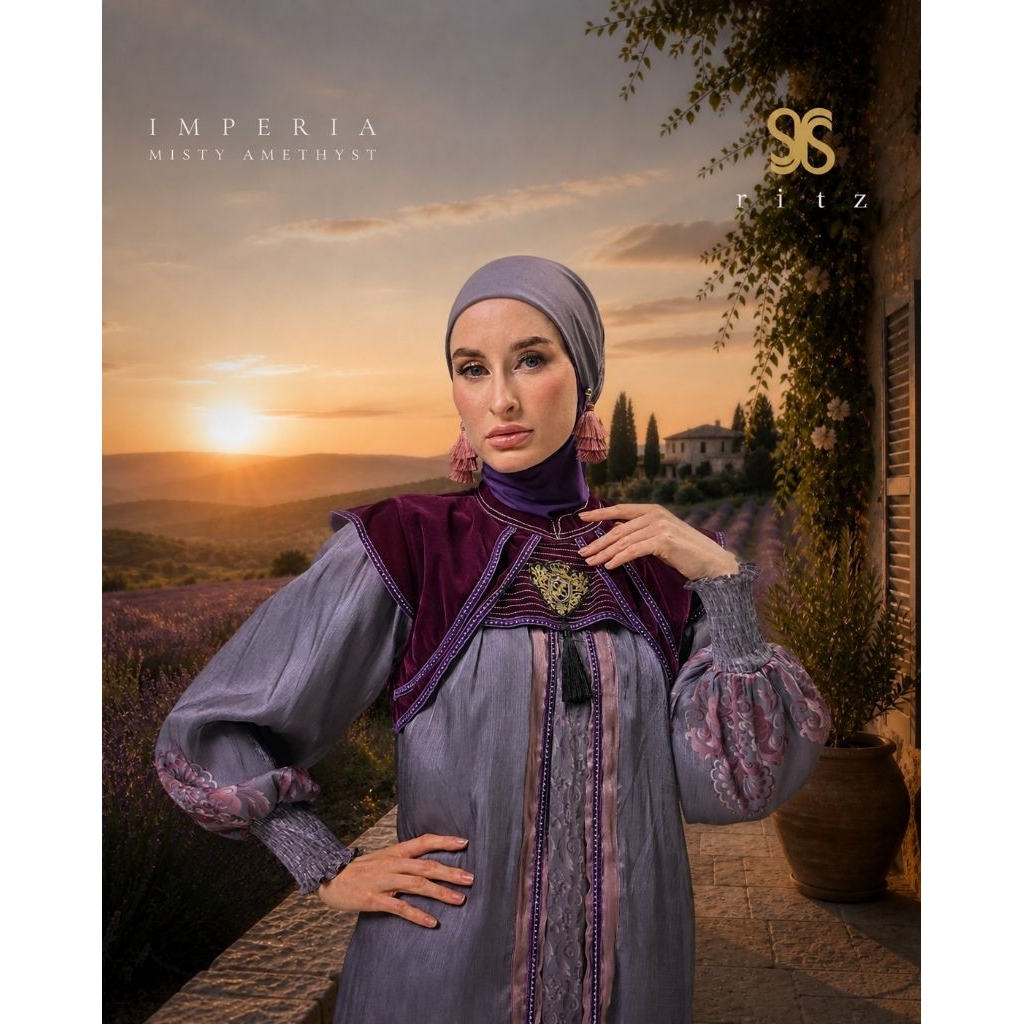 [RITZ SYAR'I] GAMIS SYARI TERBARU / DRESS SET PREMIIM" IMPERIA - Misty Amethyst" By Ritz Syar'i