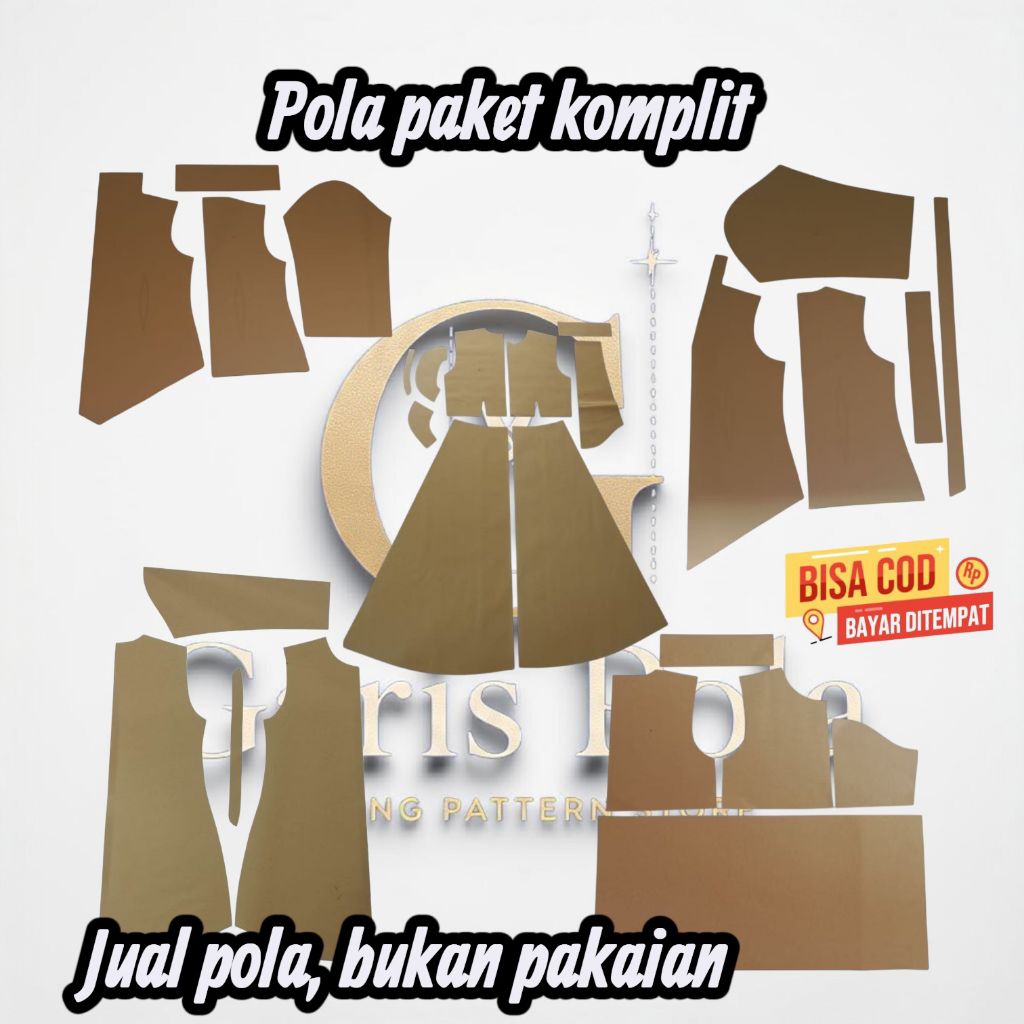 (Pola Instan) Pola Baju Wanita Isi 5 Model,Gamis/Tunik/Daster/KebayaKartini/KebayaKutuBaru