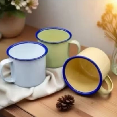 Mug enamel burig Cangkir Seng Kaleng Mug Brilik Muk Burik Loreng Enamel Classic Jadul Vintage Mug po