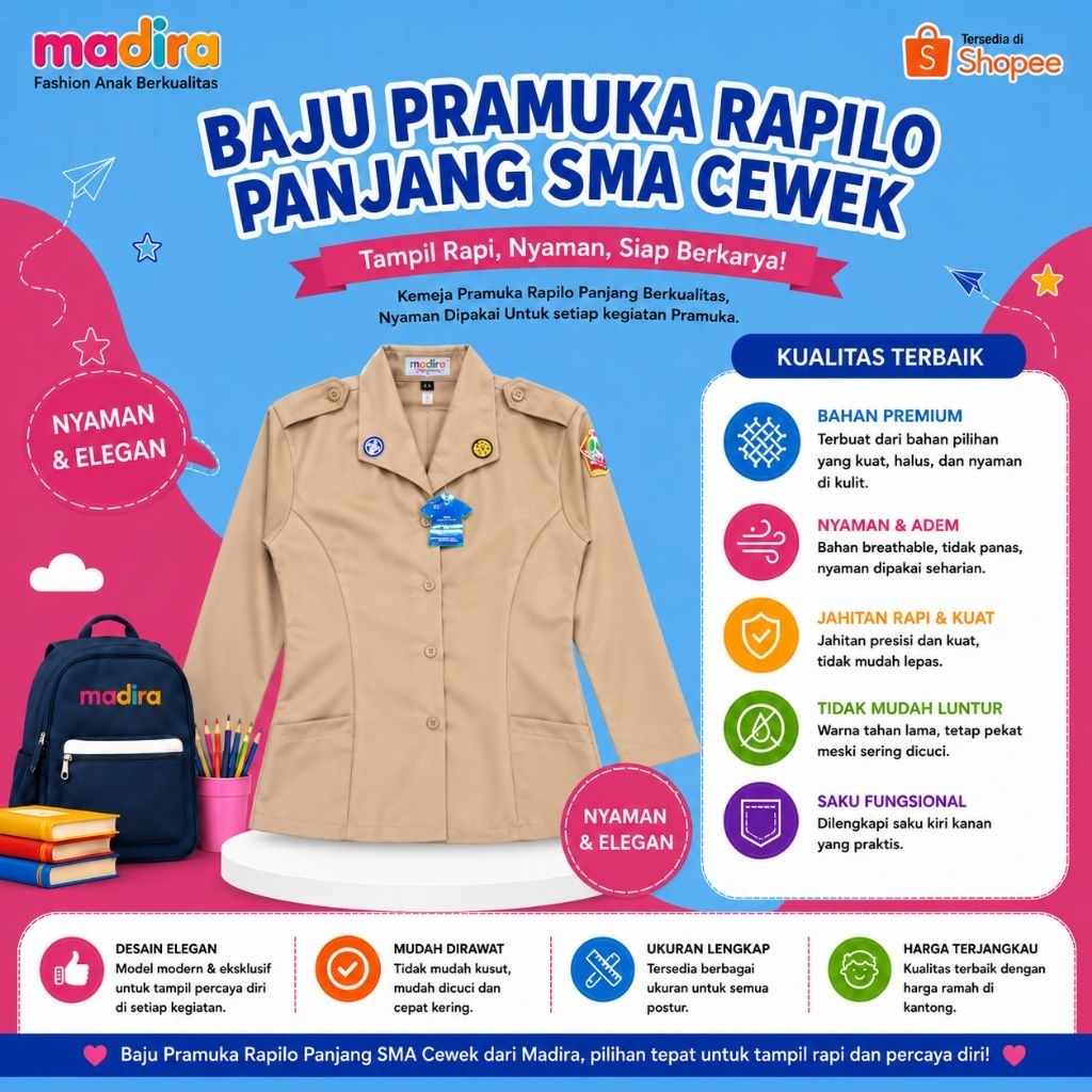Kemeja pramuka rapilo smp/sma pendek