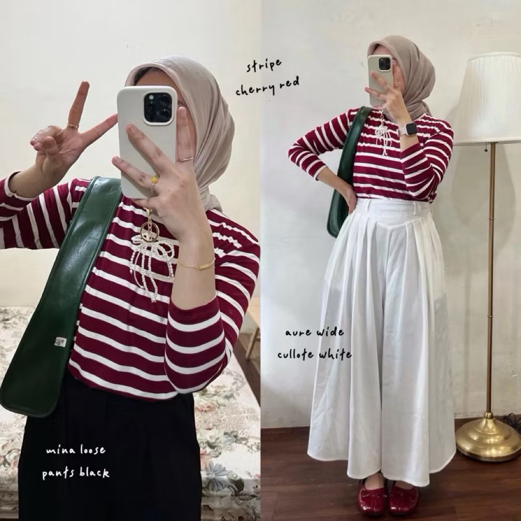 gelis shop miranda batwing cullote pants inner stripe