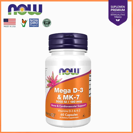 Now Foods Mega D-3 MK-7 Vitamin D3 MK7 D 3 MK 7 Bone Cardiovascular 5000 iu US Supplement